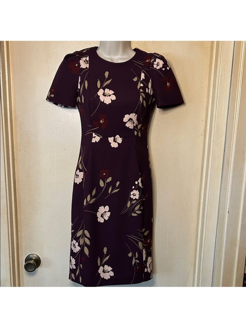 Calvin Klein Eggplant Floral Midi Dress size 2P